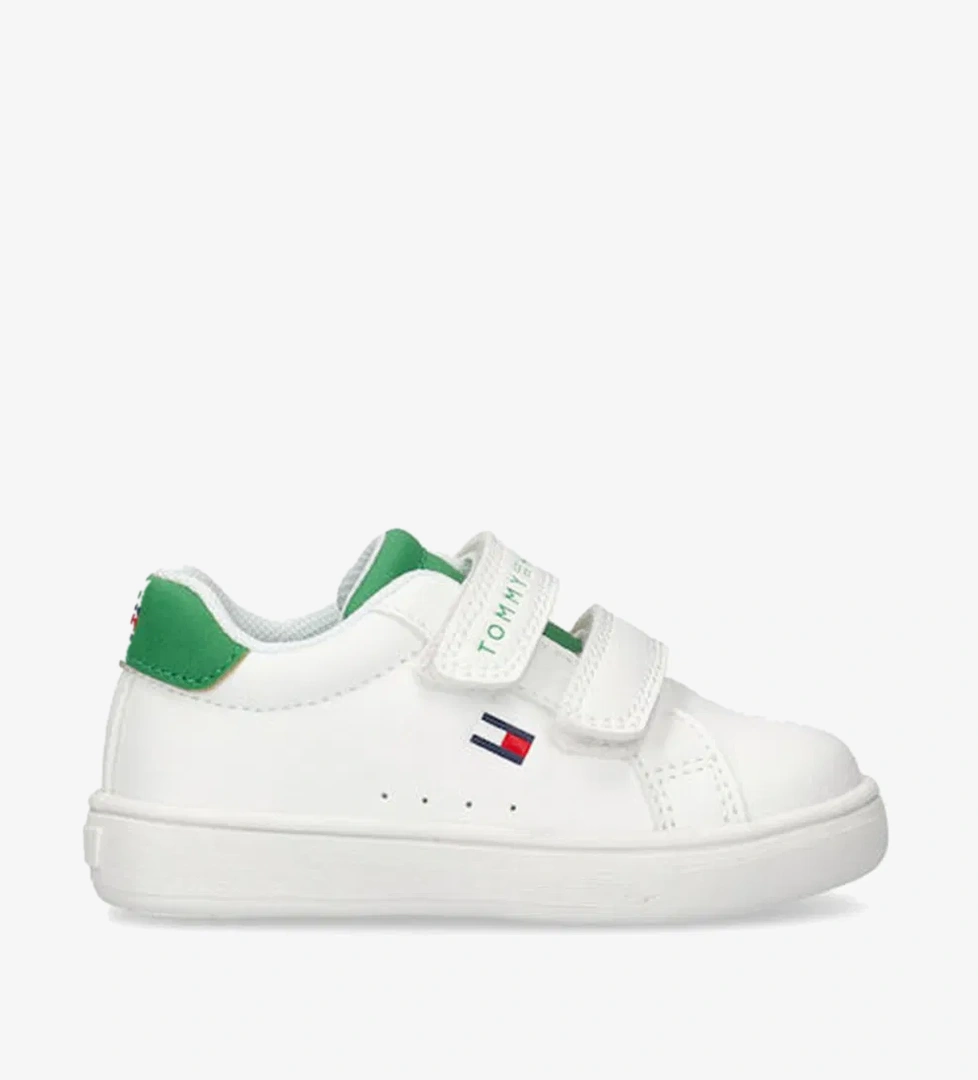 Tommy Hilfiger Flag Velcro Bebek Beyaz/Yeşil Spor Ayakkabı - Görsel 1