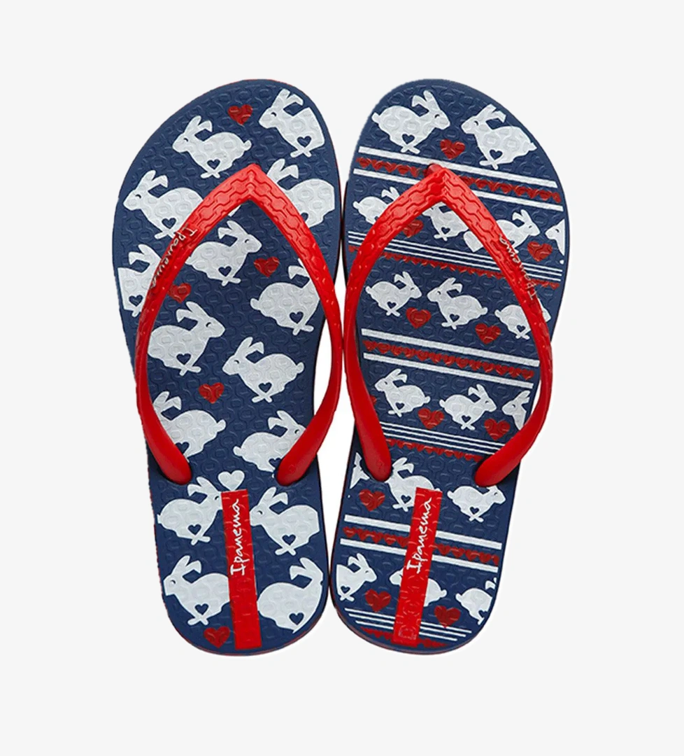 Unique II Çocuk Parmak Arası Terlik Mavi Kırmızı 25/36 - Görsel 1