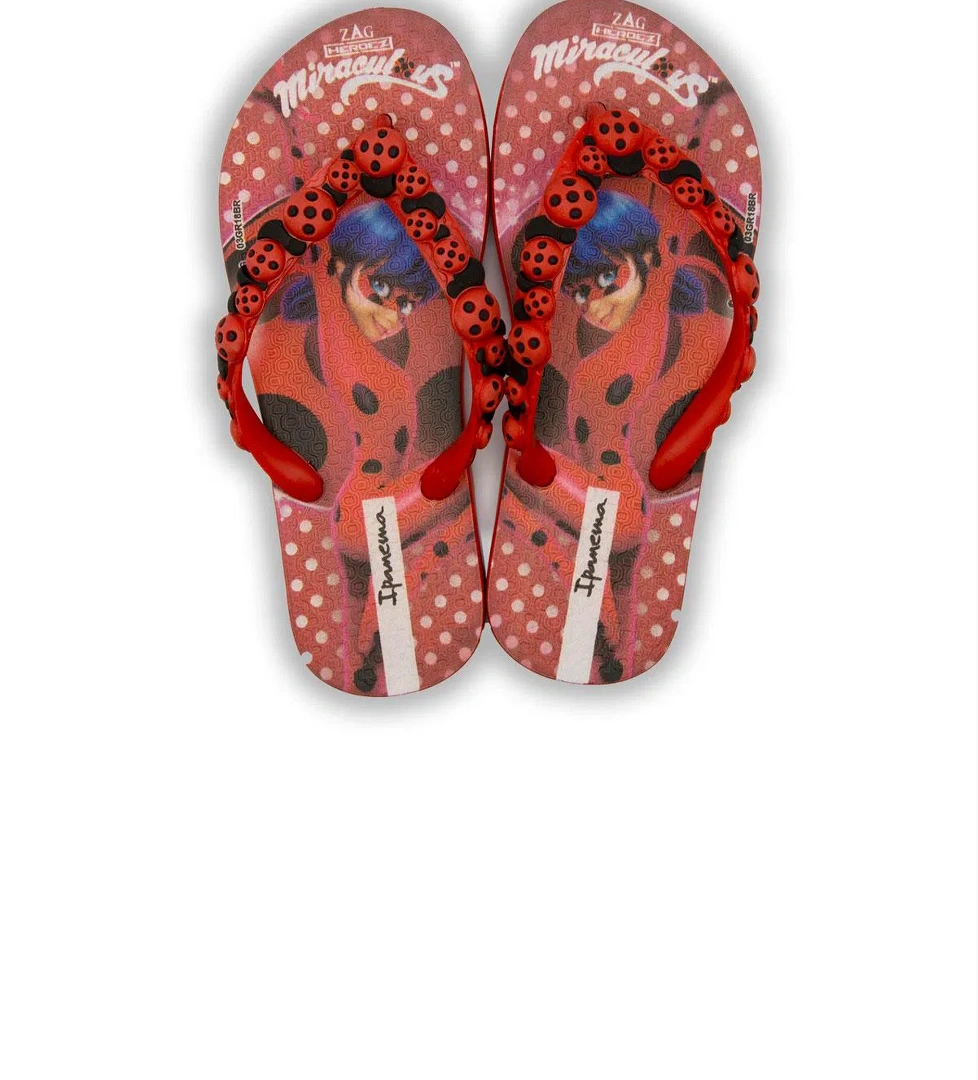 Ladybug Çocuk Parmak Arası Terlik Siyah Kırmızı 30/35 - Görsel 1