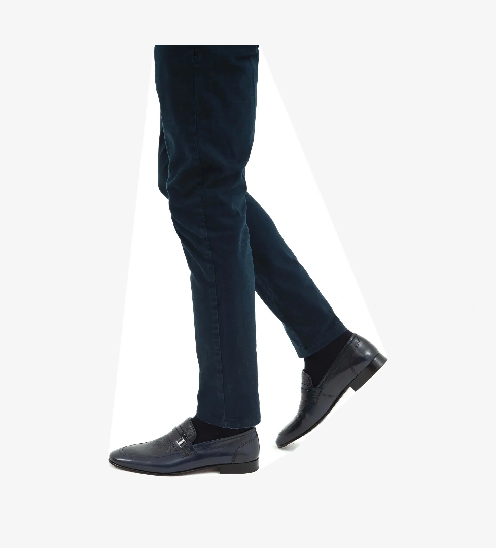 Tamer Tanca Erkek Hakiki Deri Lacivert Makosen Ayakkabı - Görsel 1