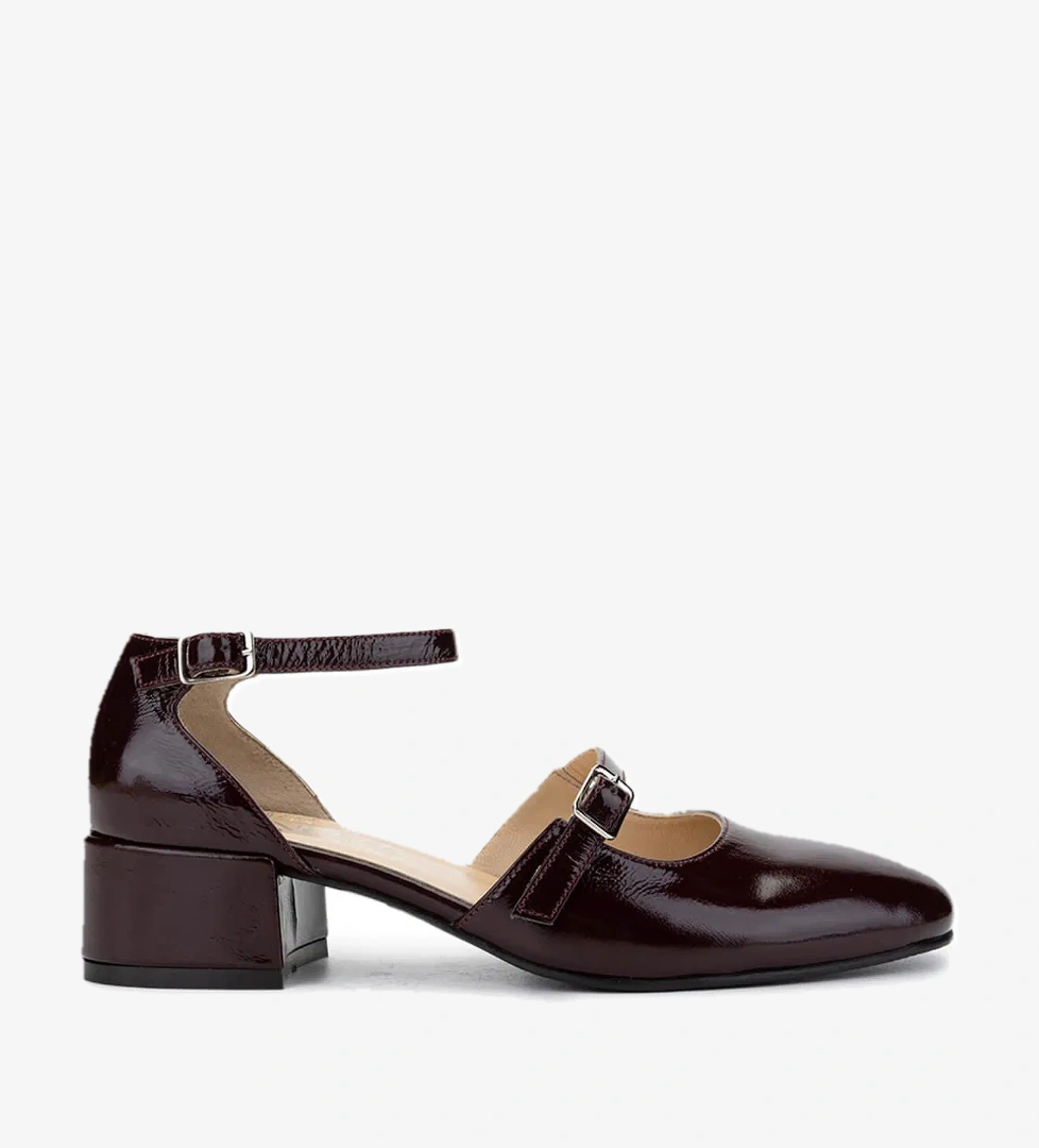 Tamer Tanca Kadın Hakiki Deri Bordo Rugan Topuklu Ayakkabı - Görsel 1