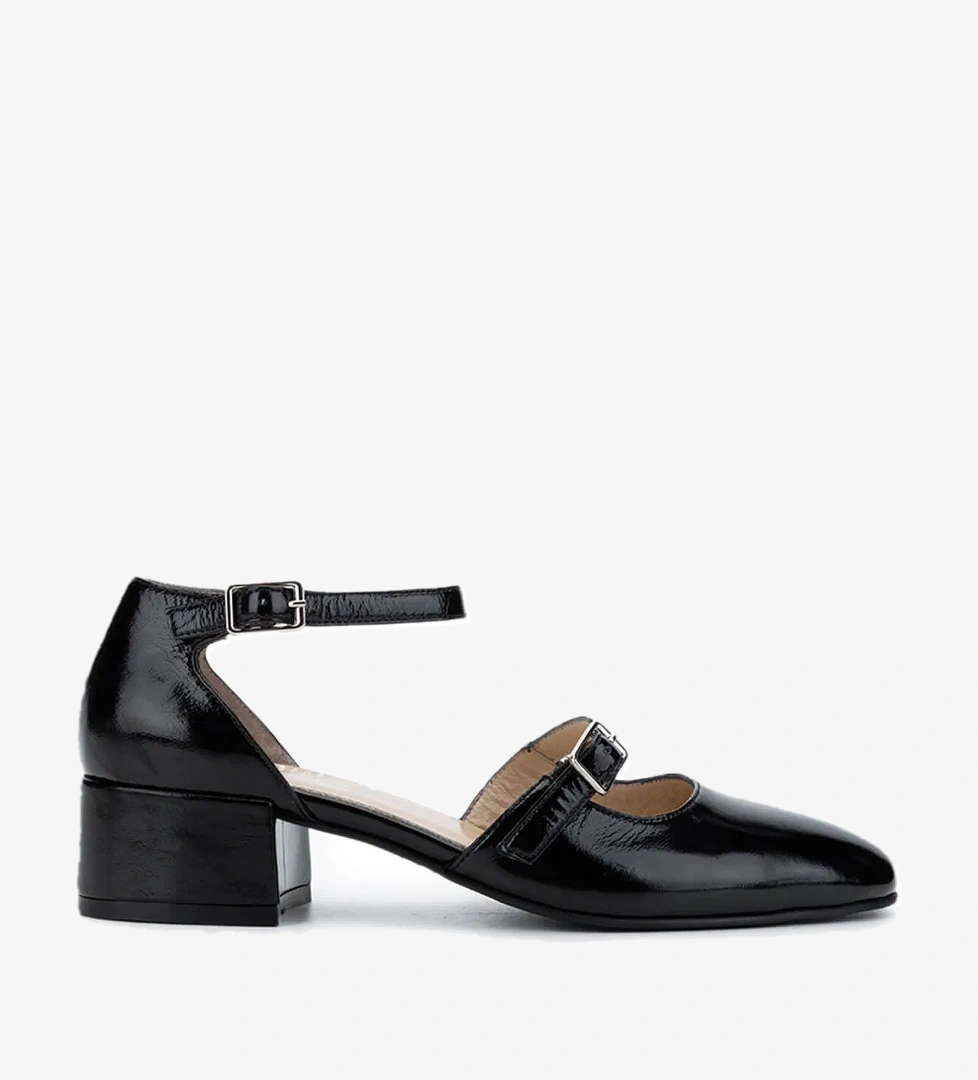 Tamer Tanca Kadın Hakiki Deri Siyah Rugan Topuklu Ayakkabı - Görsel 1