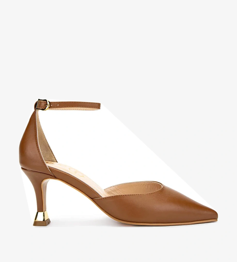 Tamer Tanca Kadın Hakiki Deri Taba Topuklu Ayakkabı - Görsel 1