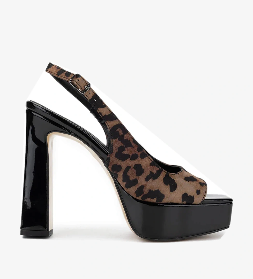 Tamer Tanca Kadın Vegan Leopar Topuklu Ayakkabı - Görsel 1