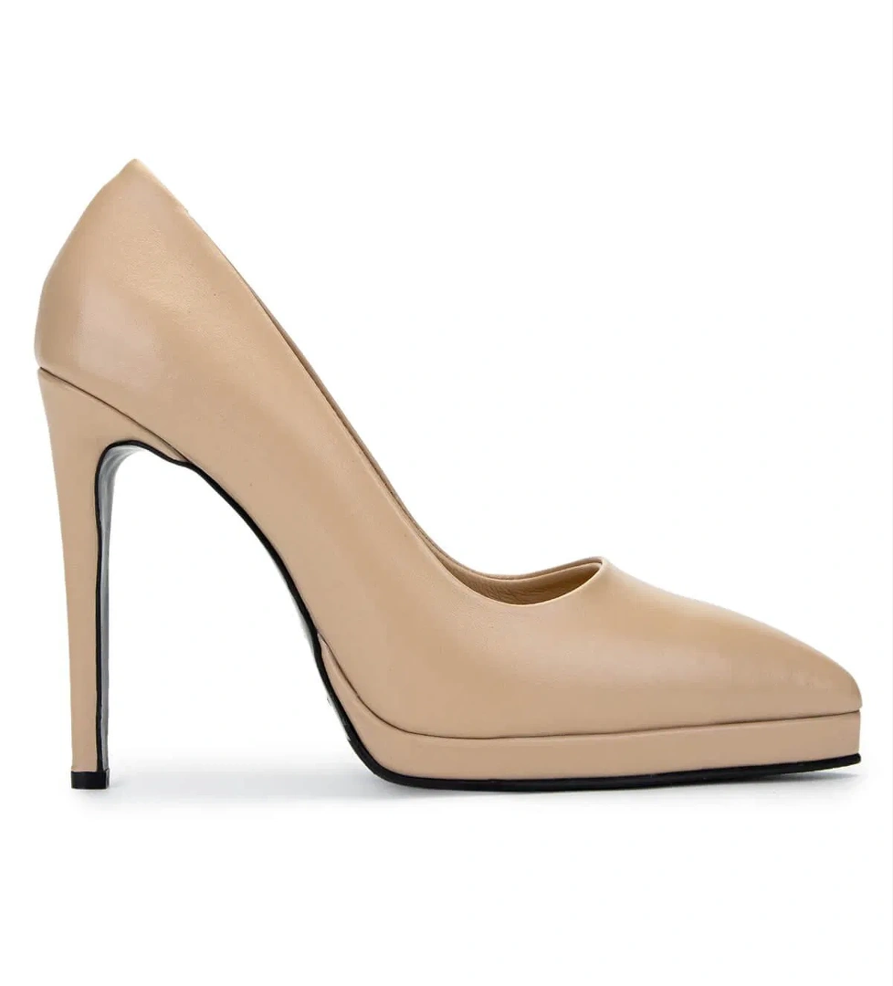 Tamer Tanca Tamer Tanca Kadın Hakiki Deri Bej Topuklu Ayakkabı model görseli