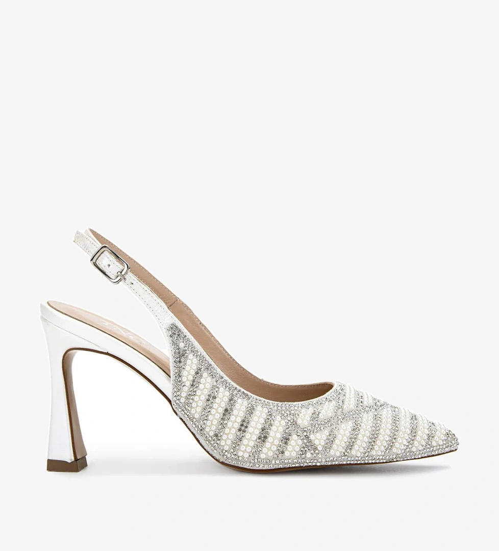 Tamer Tanca Kadın Vegan Beyaz Sedef Topuklu Ayakkabı - Görsel 1