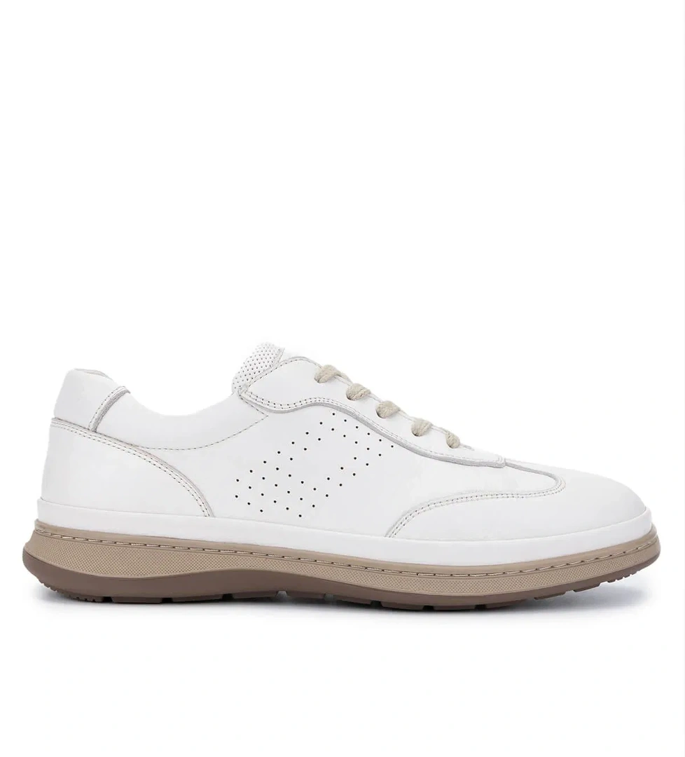 Tamer Tanca Erkek Hakiki Deri Kırık Beyaz Casual Ayakkabı - Görsel 1