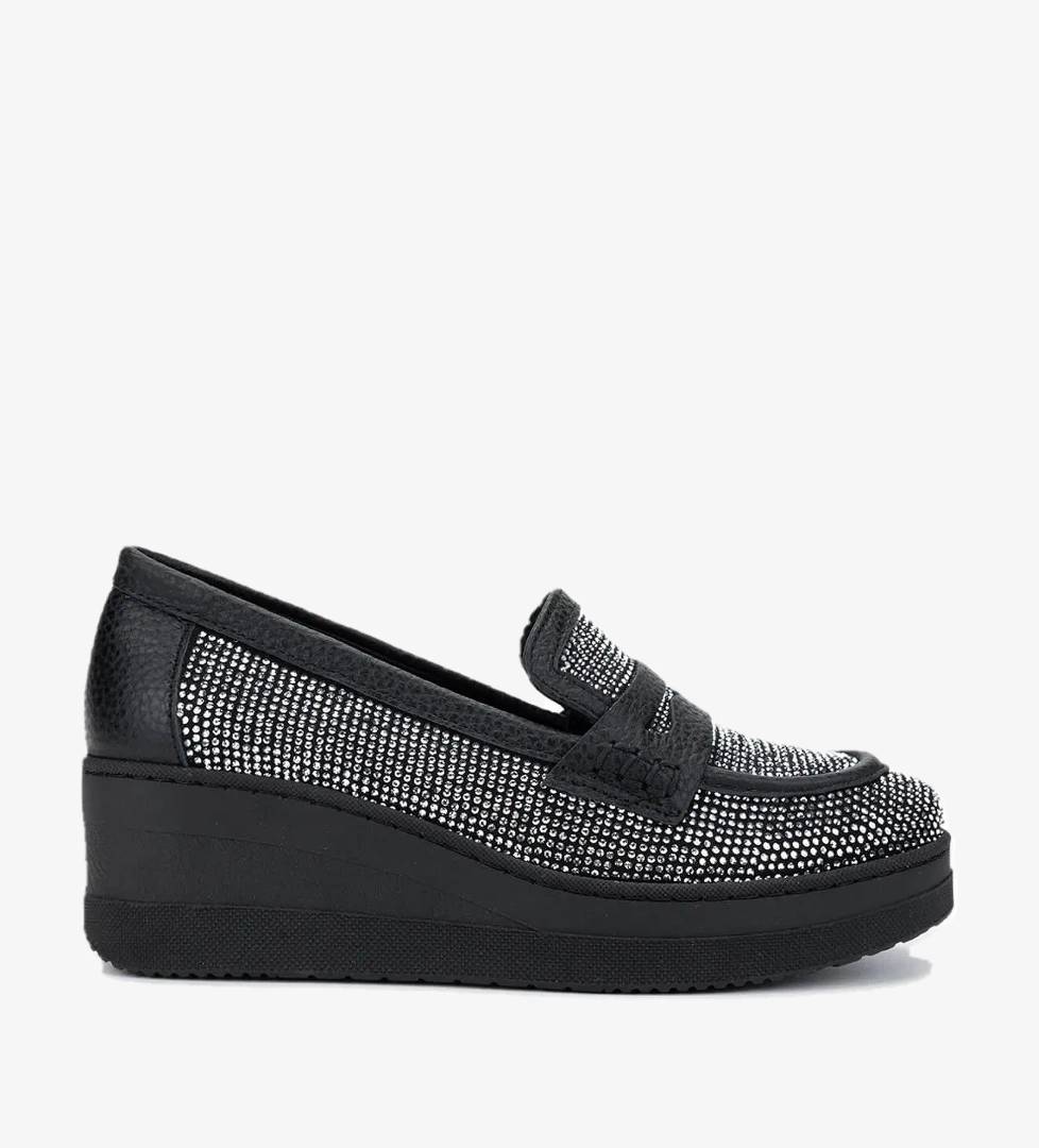 Tamer Tanca Tamer Tanca Kadın Hakiki Deri Beyaz Taşlı Loafer Ayakkabı model görseli