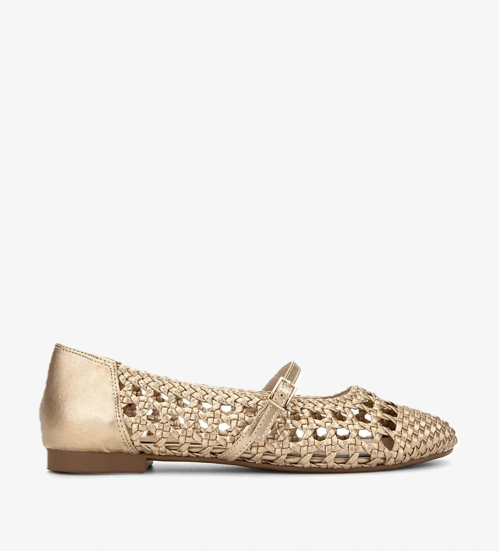 Tamer Tanca Kadın Vegan Altın Babet Ayakkabı - Görsel 1