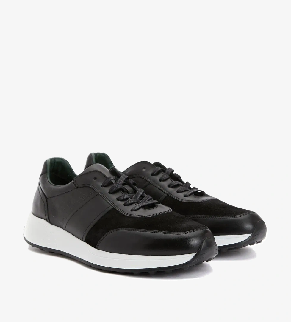 George Hogg Erkek Siyah Deri Sneaker - Görsel 1