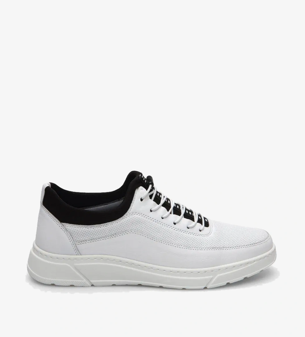 Erkek Deri Beyaz Spor Ayakkabı - Görsel 1