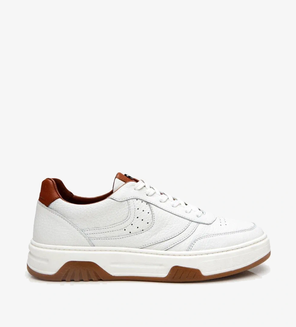 Erkek Deri Beyaz Yüksek Tabanlı Spor Ayakkabı