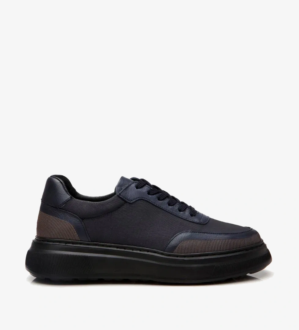 Erkek Deri Lacivert Ultra Hafif Tabanlı Spor Ayakkabı