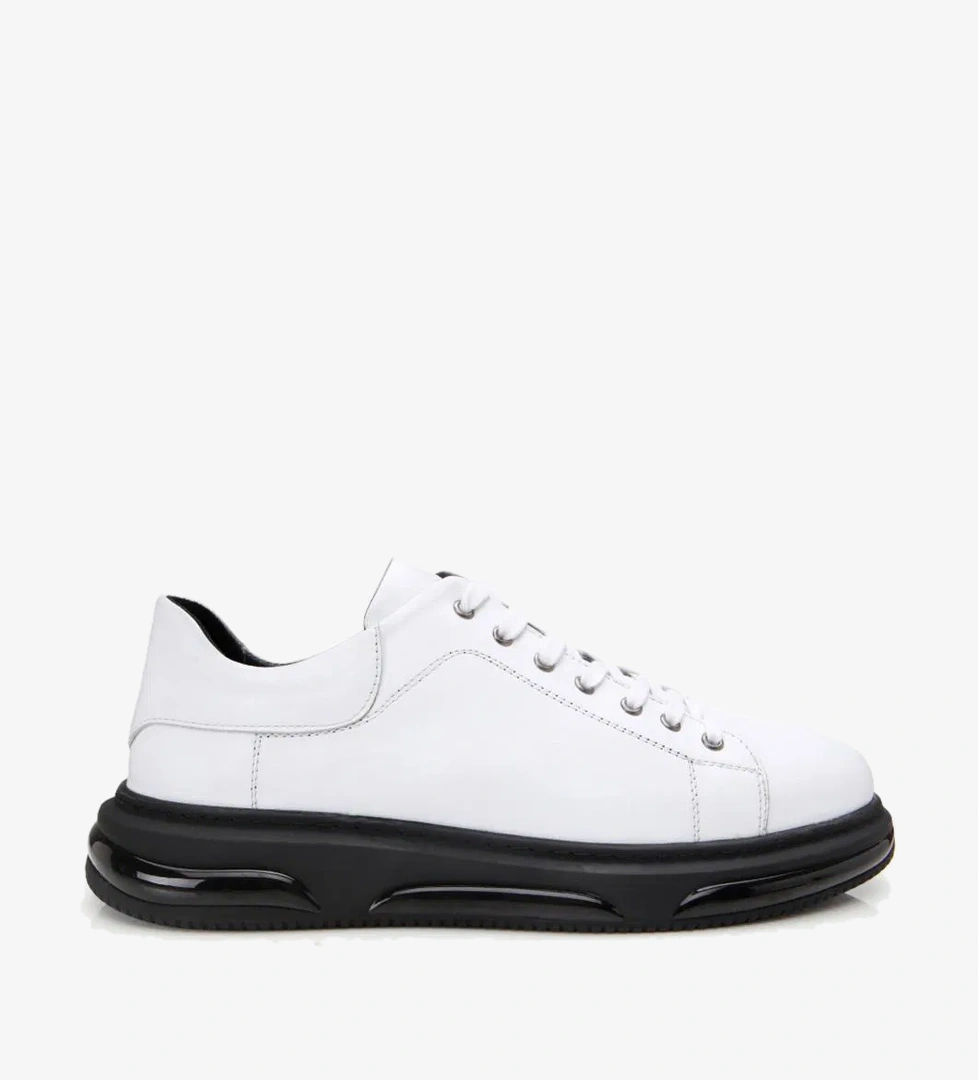 Erkek Deri Beyaz Hafif Tabanlı Spor Ayakkabı - Görsel 1