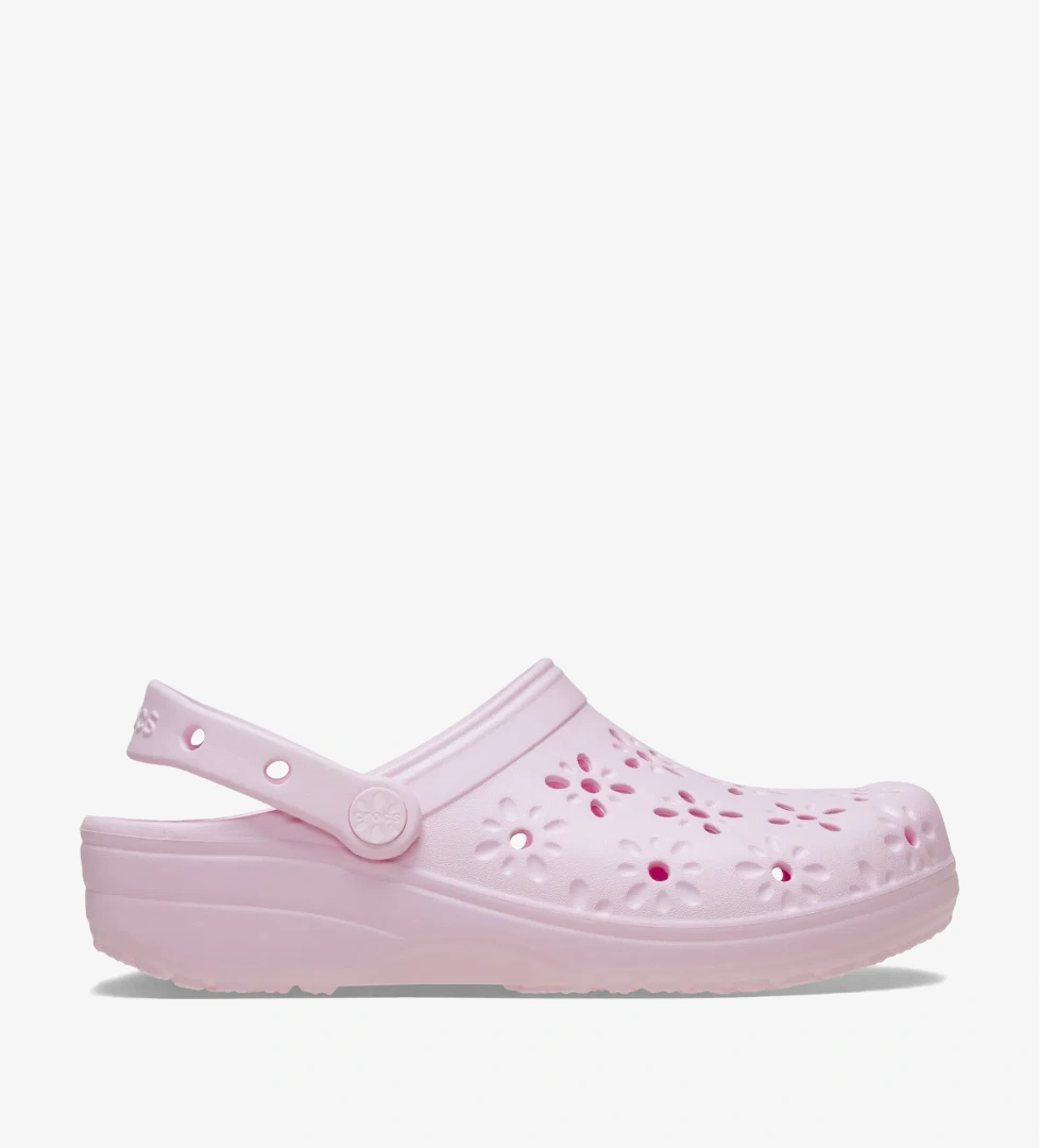 Crocs Classic Floral Cut Out Clog Kadın Pembe Terlik - Görsel 1