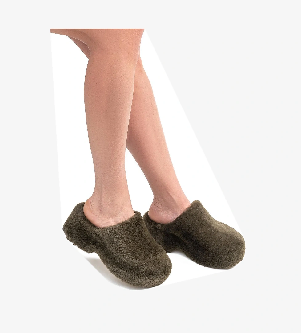 Twigy Lilo Peluş Kadın Topuklu Ev Terliği Haki 36/40 model görseli