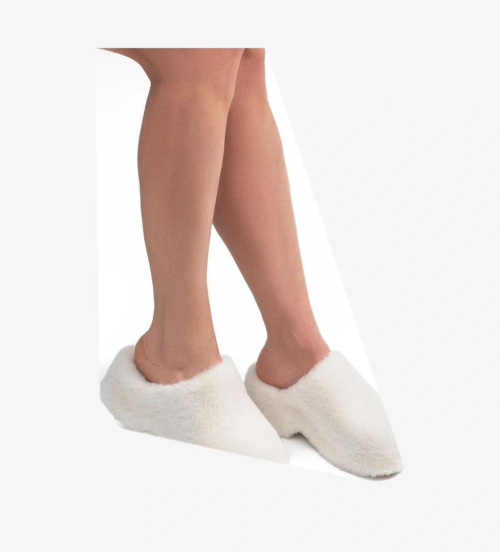 Lilo Peluş Kadın Topuklu Ev Terliği Beyaz 36/40 - Görsel 1