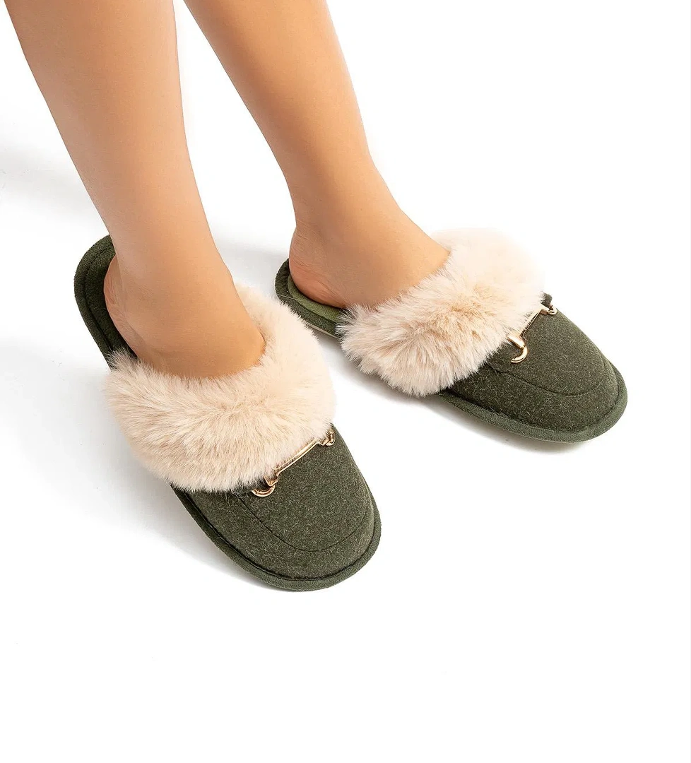 Ania Kadın Tokalı Ev Terliği Yeşil 36/41 - Görsel 1