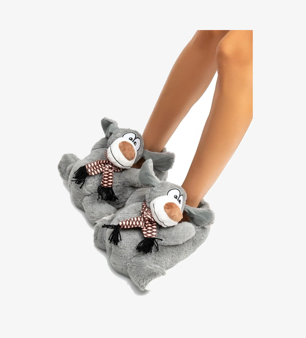 Yeye Kadın Hayvanlı Panduf Gri 36/41 - Görsel 1