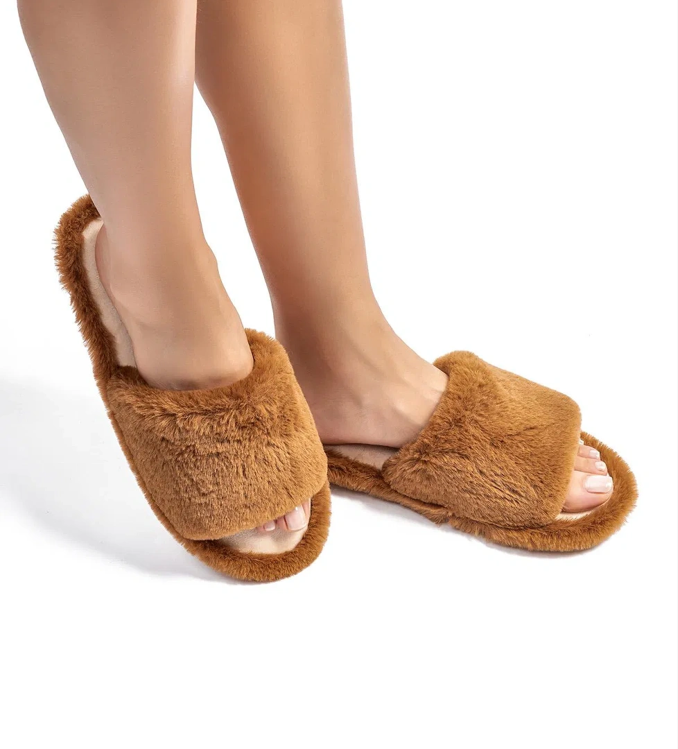 Lisa Peluş Kadın Ev Terliği Kahverengi 36/41 - Görsel 1