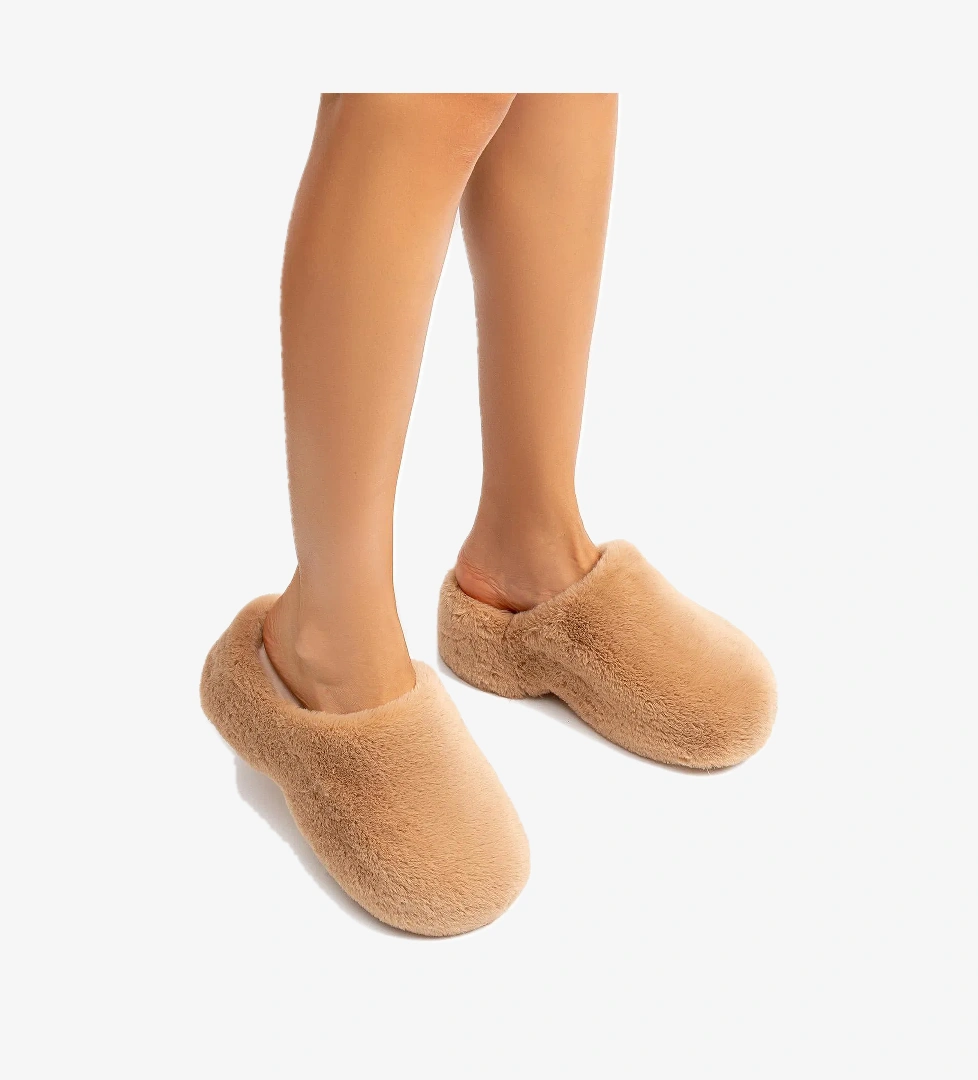 Twigy Lilo Peluş Kadın Topuklu Ev Terliği Açık Kahverengi 36/40 model görseli