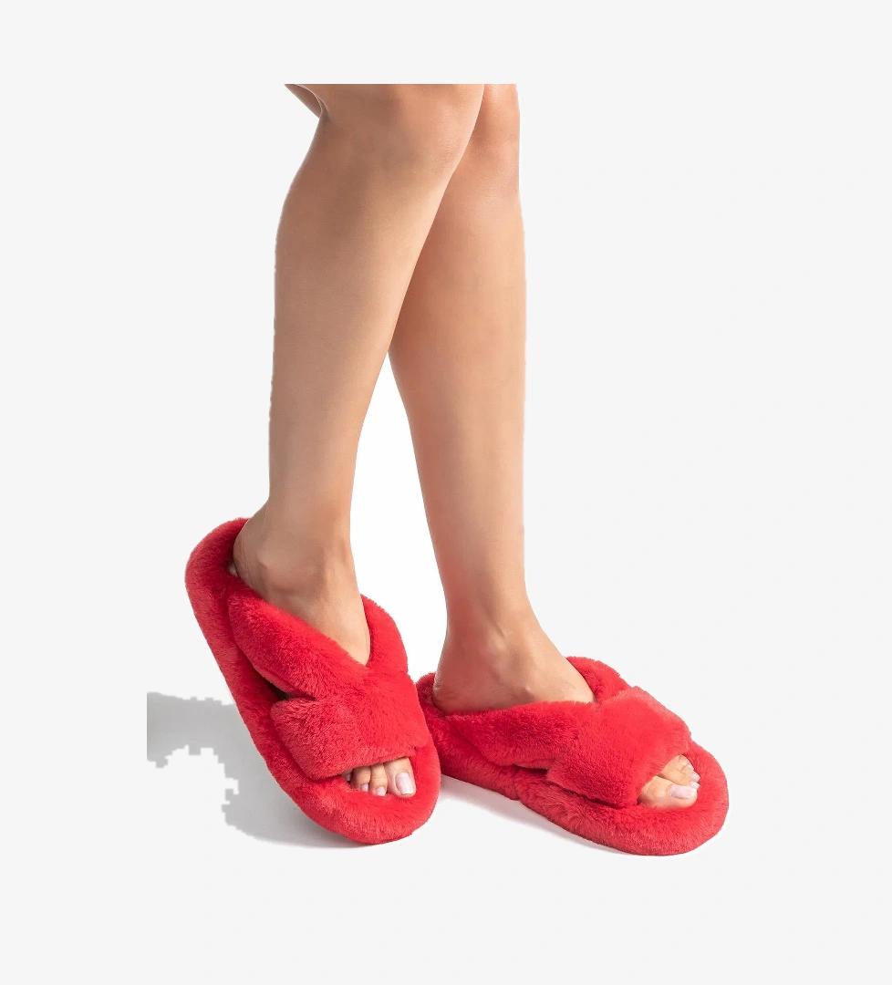 Vision Peluş Kadın Ev Terliği Kırmızı 37/41 - Görsel 1