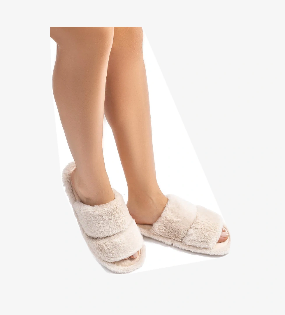 Mona Peluş Kadın Ev Terliği Bej 36/41 - Görsel 1