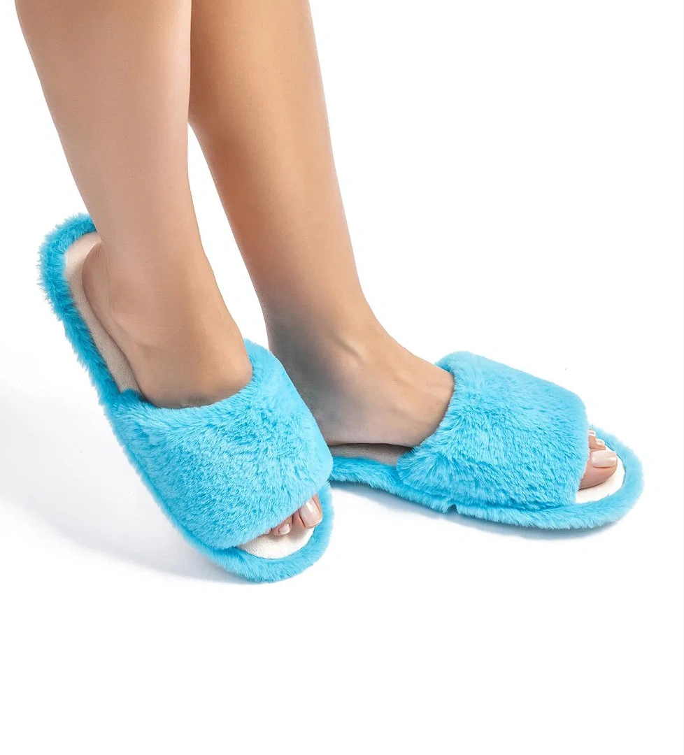 Lisa Peluş Kadın Ev Terliği Mavi 36/41 - Görsel 1