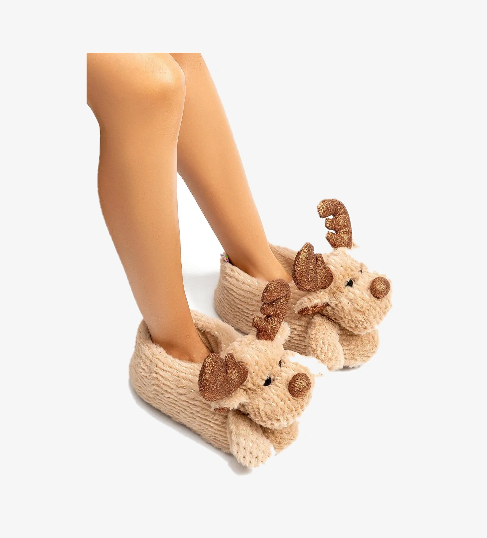 Geyik Star Kadın Hayvanlı Panduf Kahverengi 36/41 - Görsel 1