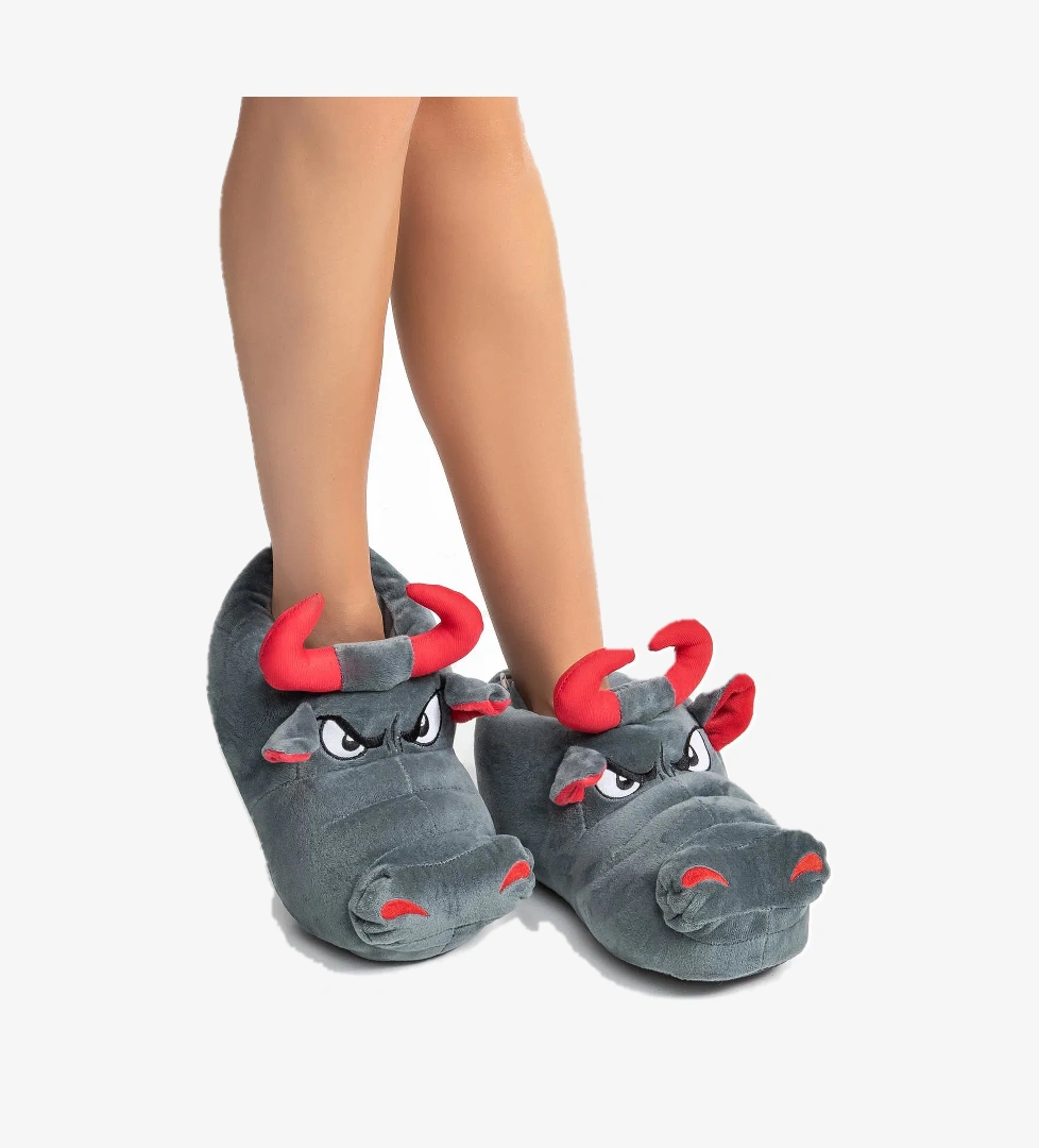 Boğa Kadın,Garson Boy Hayvanlı Panduf Gri 36/41 - Görsel 1