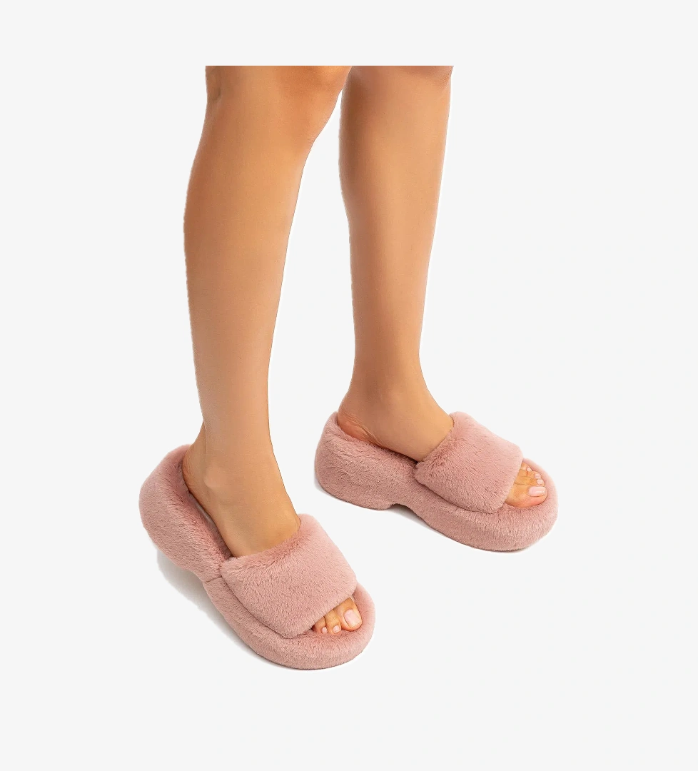 Lili Peluş Kadın Topuklu Ev Terliği Pembe 36/40 - Görsel 1