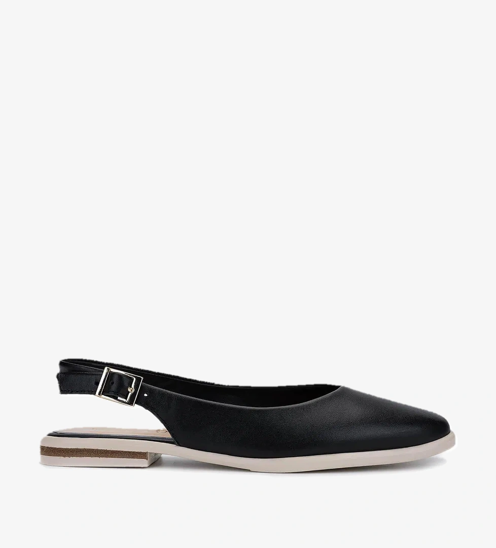 Tamer Tanca Tamer Tanca Kadın Hakiki Deri Siyah/Krem Babet Ayakkabı model görseli