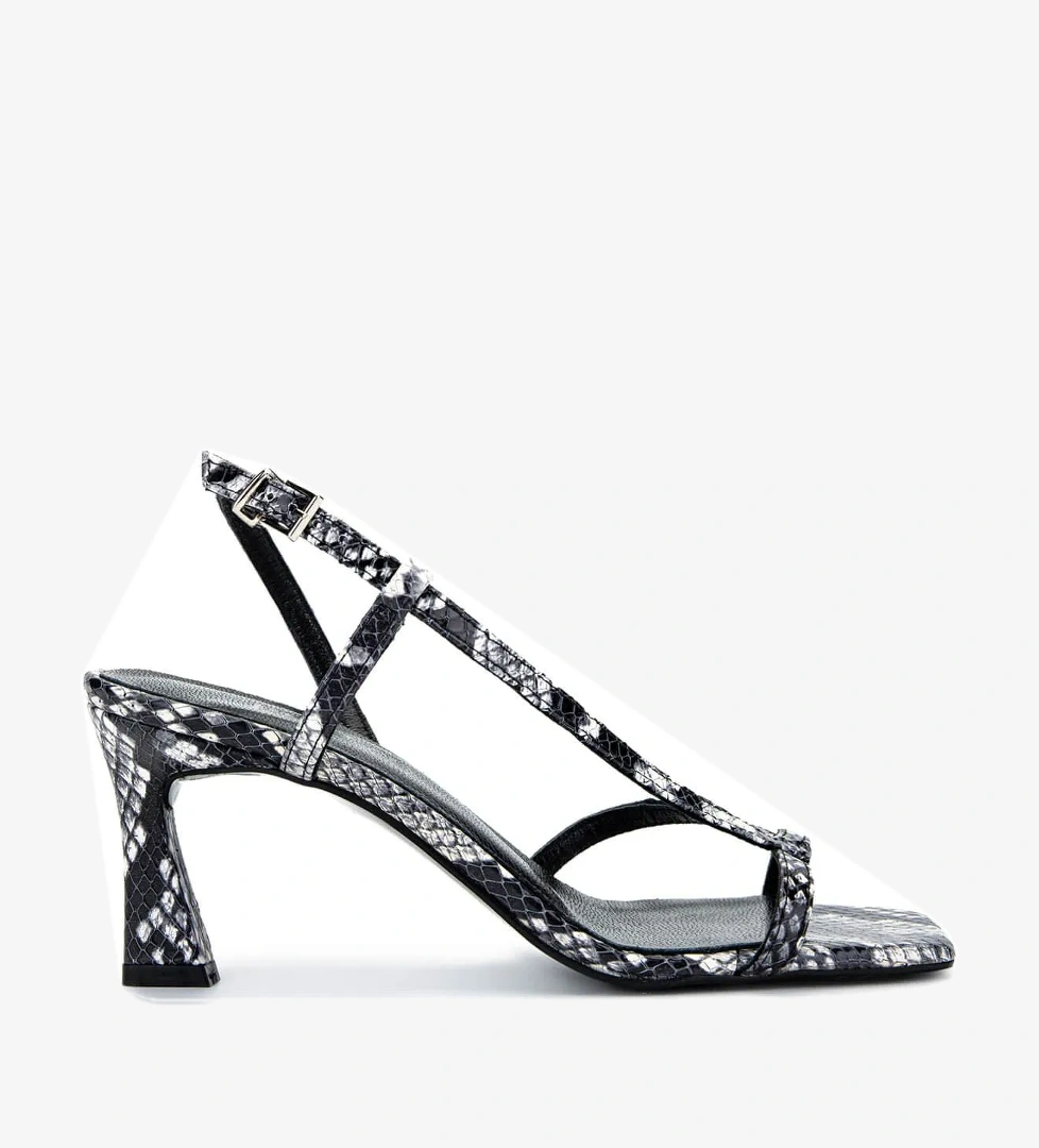 Tamer Tanca Kadın Hakiki Deri Siyah/Beyaz Yılan Topuklu Ayakkabı - Görsel 1