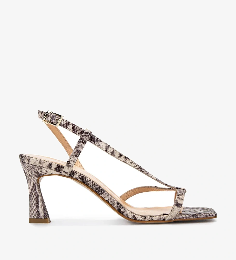 Tamer Tanca Kadın Hakiki Deri Naturel  Yılan Topuklu Ayakkabı - Görsel 1
