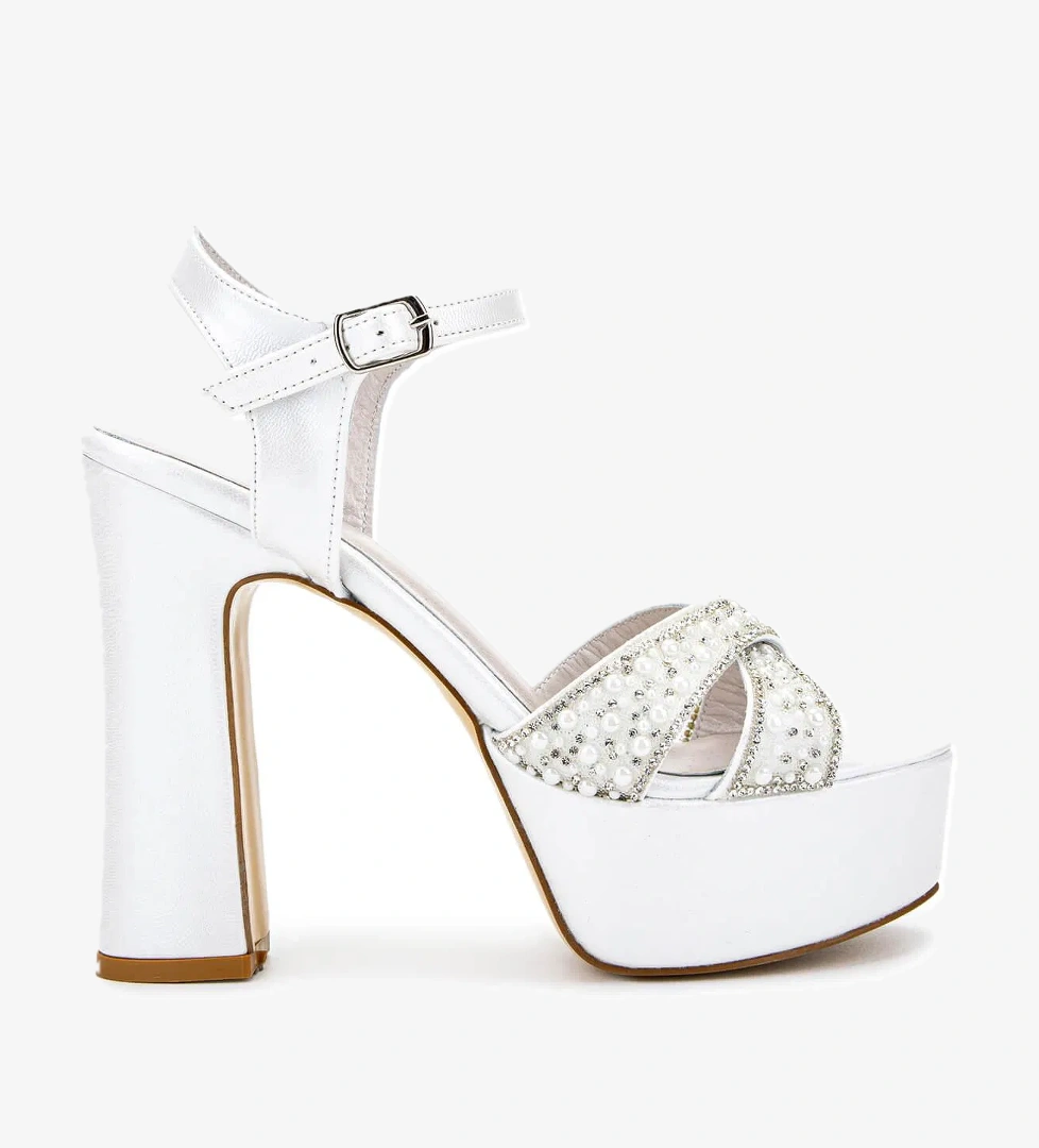 Tamer Tanca Kadın Vegan Beyaz Sedef Topuklu Ayakkabı - Görsel 1