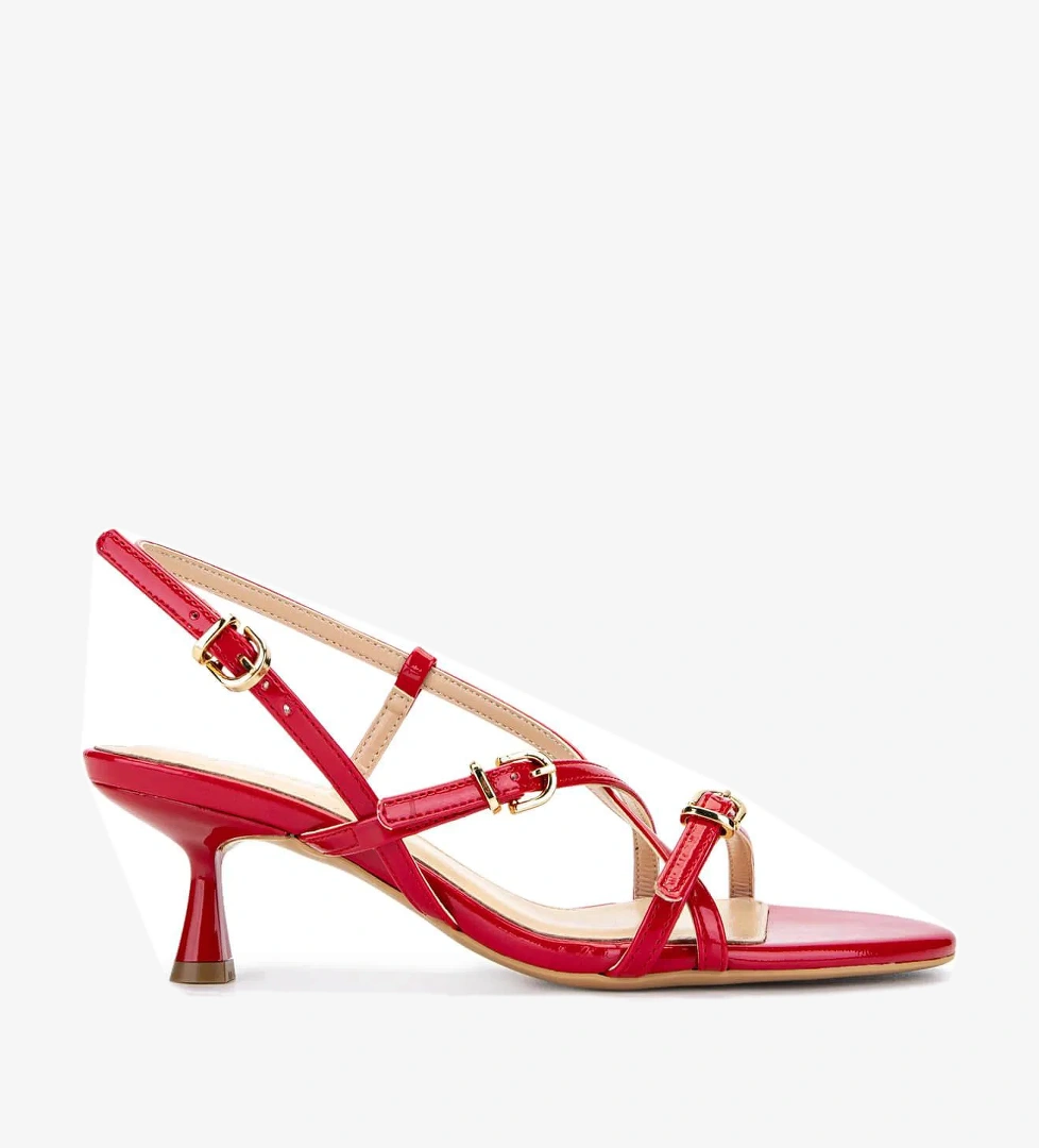 Tamer Tanca Kadın Hakiki Deri Kırmızı Rugan Topuklu Ayakkabı - Görsel 1