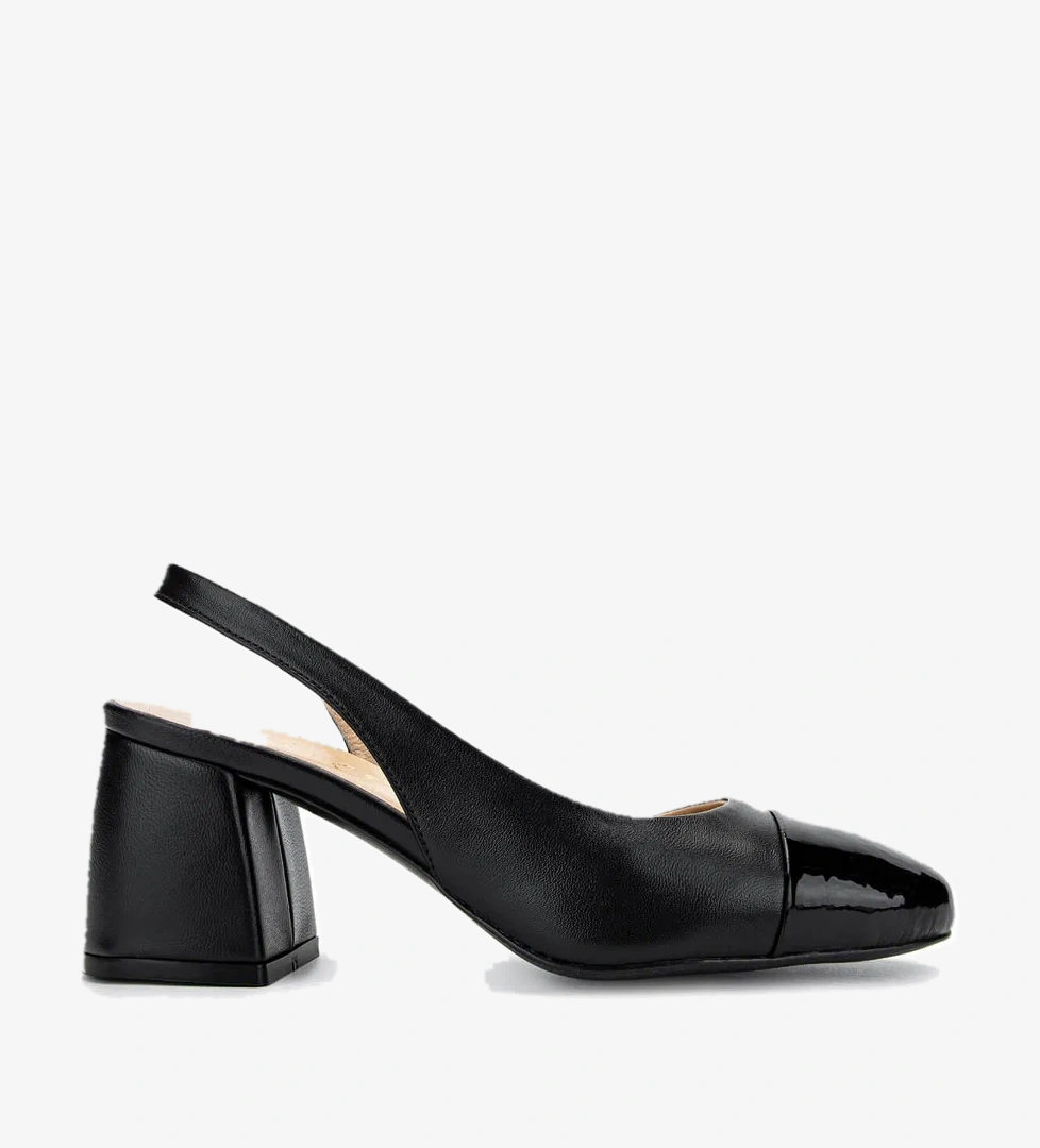 Tamer Tanca Kadın Hakiki Deri Siyah Rugan Topuklu Ayakkabı - Görsel 1