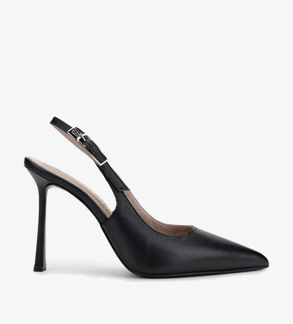 Valmenti Valmenti Kadın Siyah Deri Topuklu Ayakkabı model görseli
