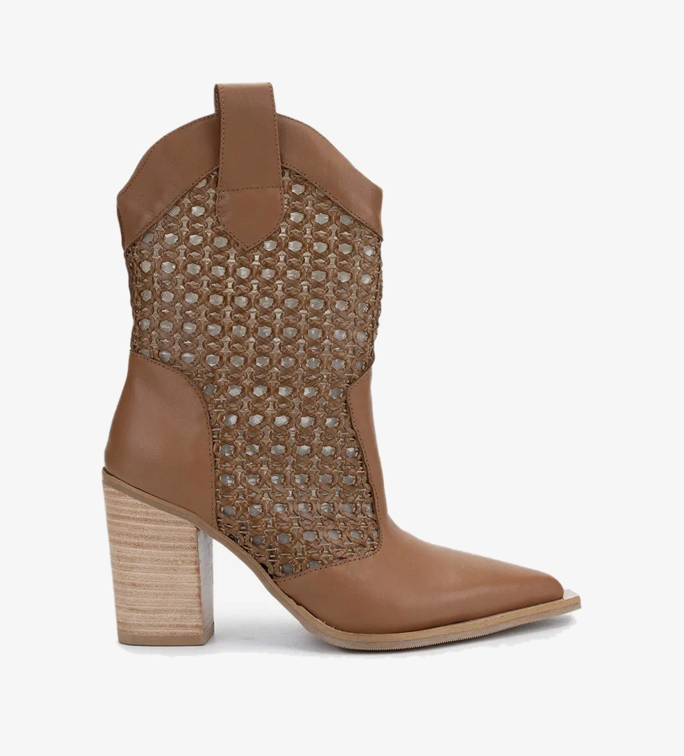 Valmenti Valmenti Kadın Deri &amp; Tekstil Taba Deri Topuklu Çizme model görseli