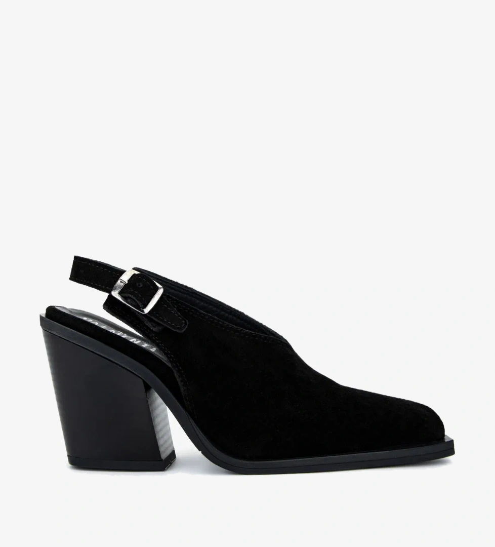 Valmenti Valmenti Kadın Hakiki Deri Siyah Süet Topuklu Ayakkabı model görseli