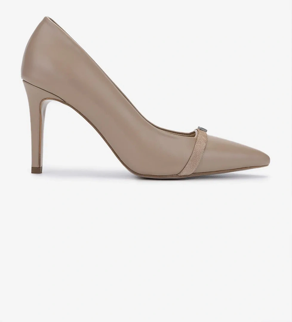 Valmenti Valmenti Kadın Hakiki Deri Bej Topuklu Ayakkabı model görseli