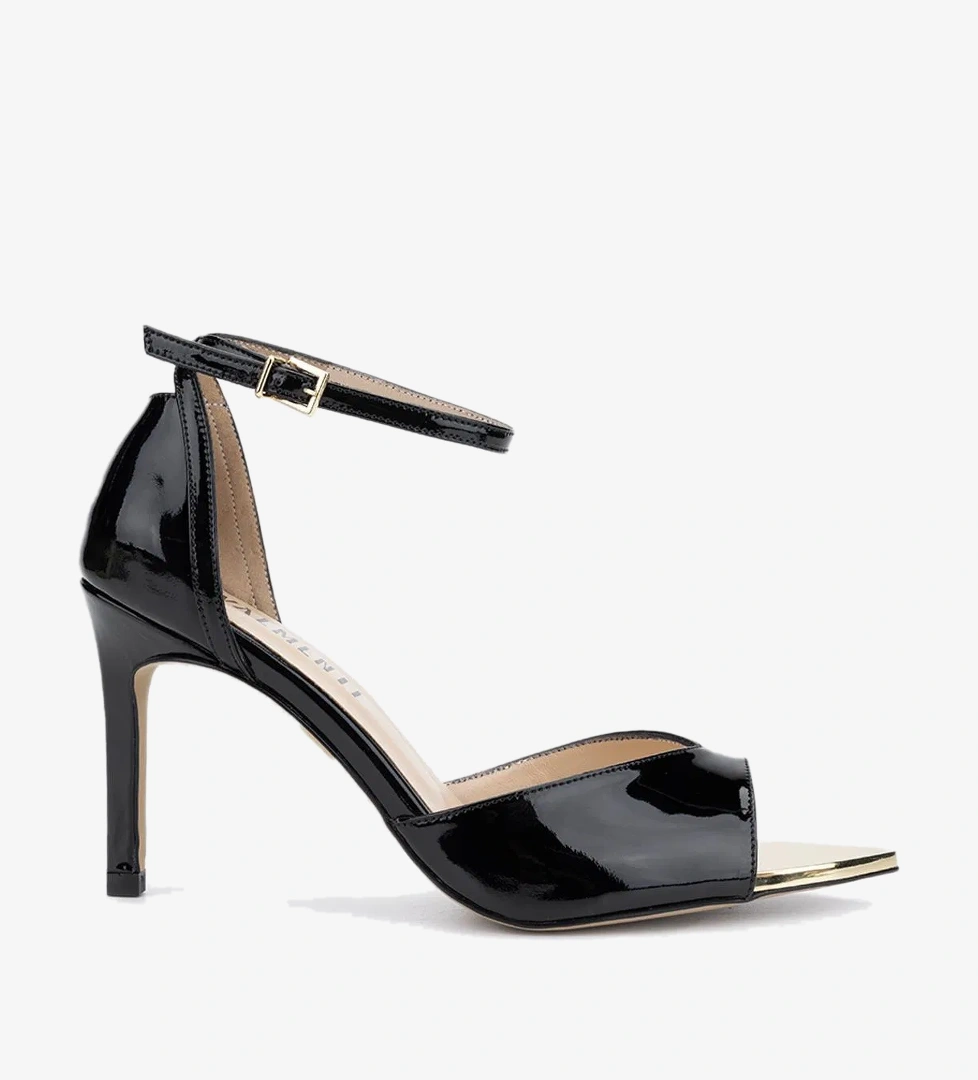 Valmenti Kadın Siyah Rugan Topuklu Ayakkabı - Görsel 1