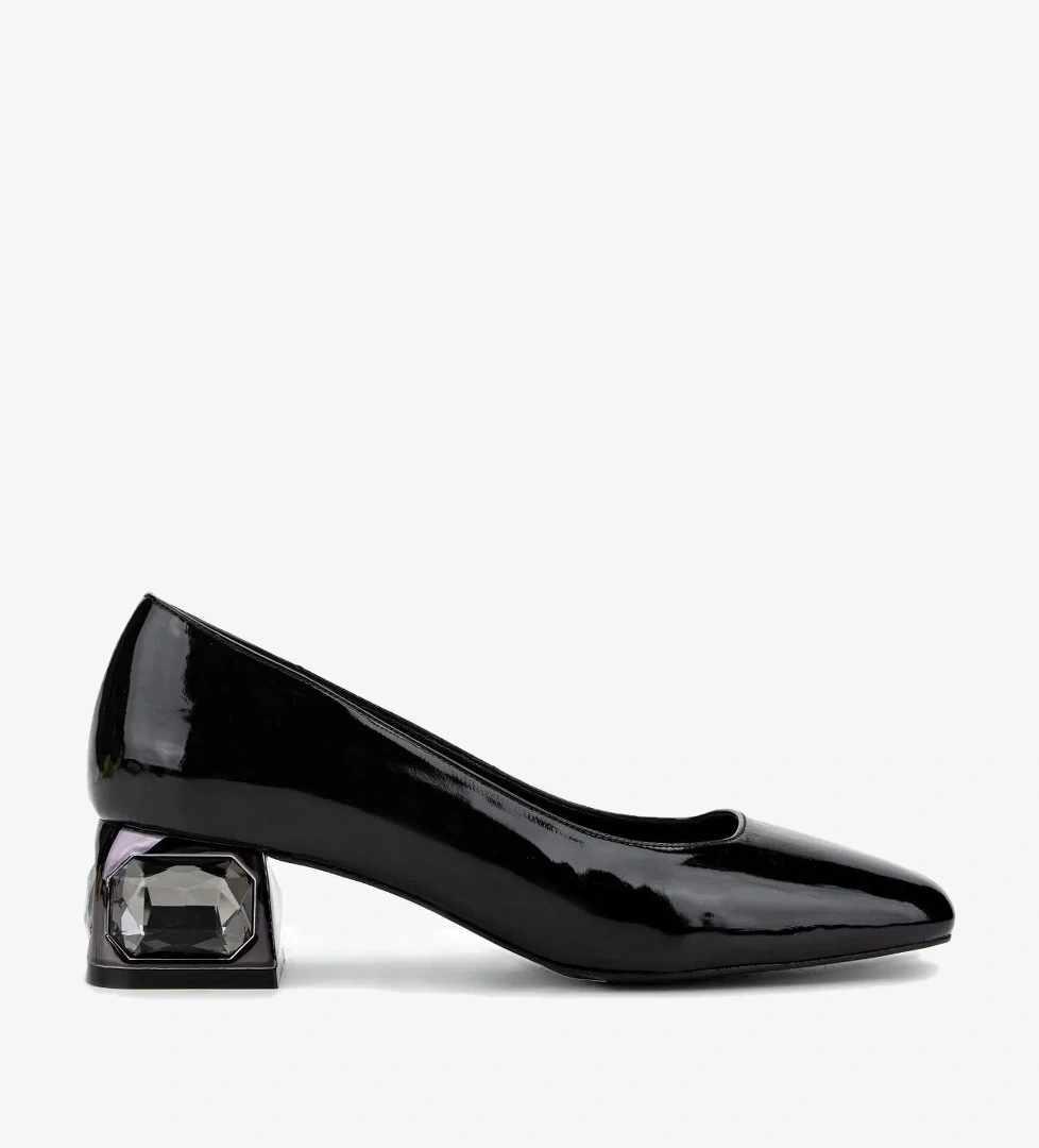 Valmenti Kadın Siyah Rugan Topuklu Ayakkabı - Görsel 1