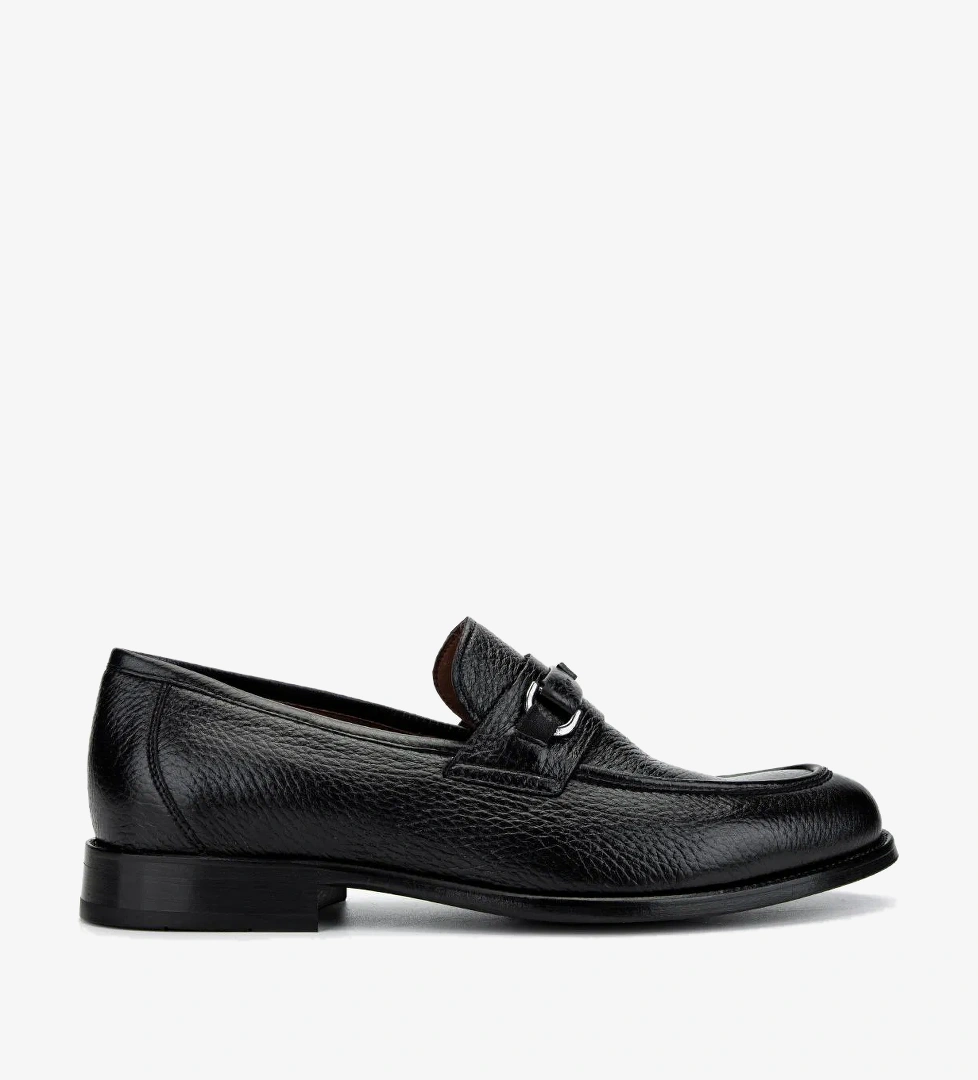 Valmenti Erkek Hakiki Deri Siyah Loafer Ayakkabı - Görsel 1