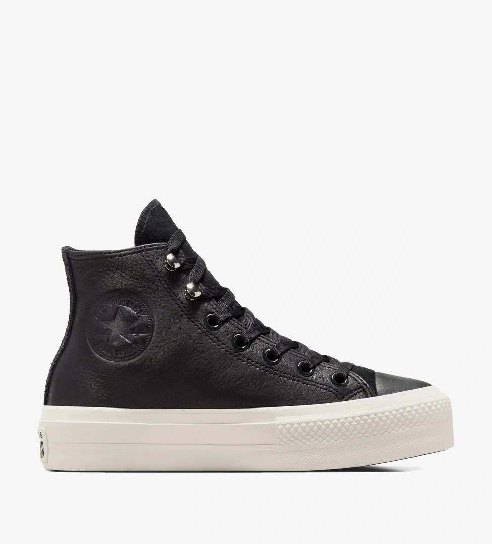 Converse Chuck Taylor All Star Lift Kadın Siyah Deri Platform Bot - Görsel 1