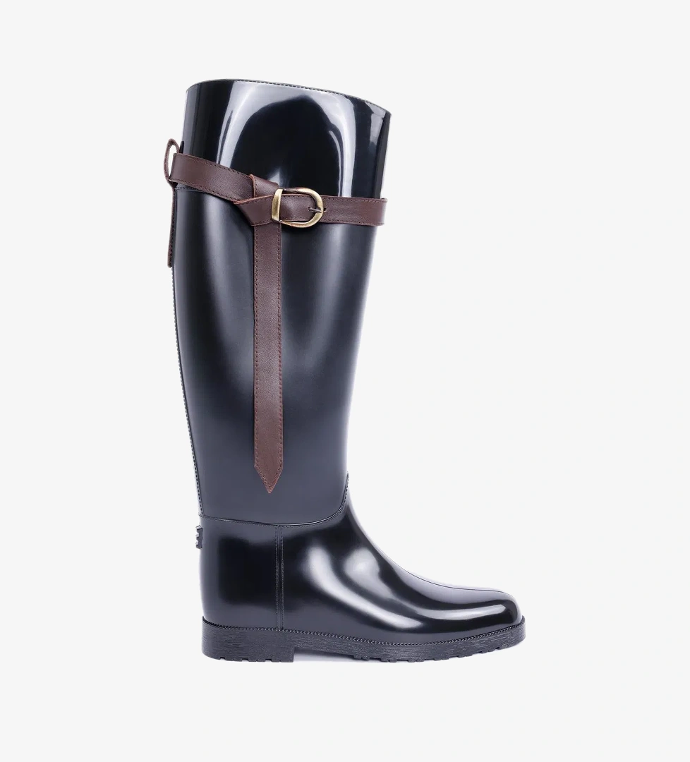 Yargıcı Yargıcı Siyah YARGICI Deri Atkılı Yağmur Çizmesi Bot | FashFed Siyah - 1. görsel