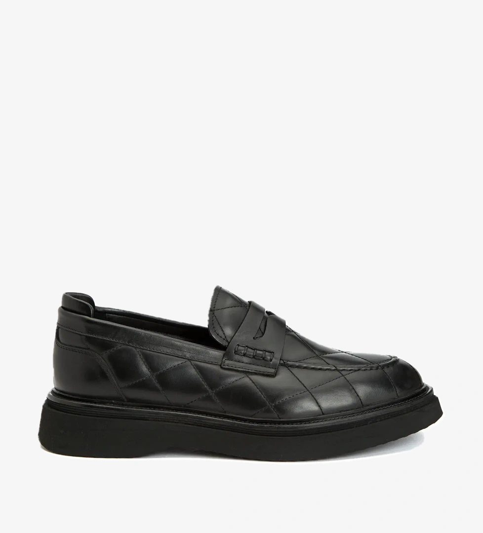 Divarese Divarese Erkek Siyah Dikiş Detaylı Deri Loafer model görseli