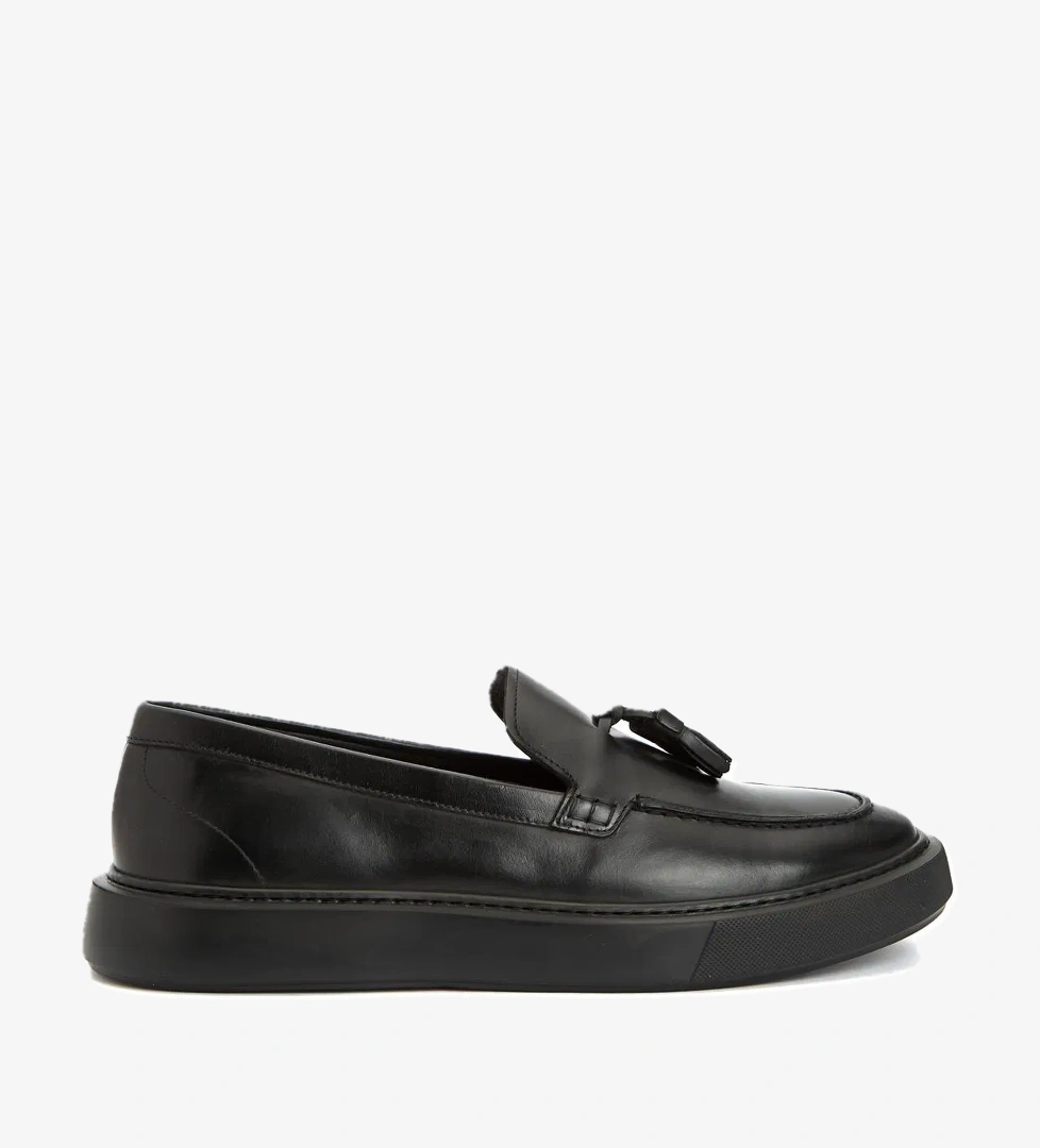 Divarese Erkek Siyah Püskül Detaylı Deri Loafer - Görsel 1