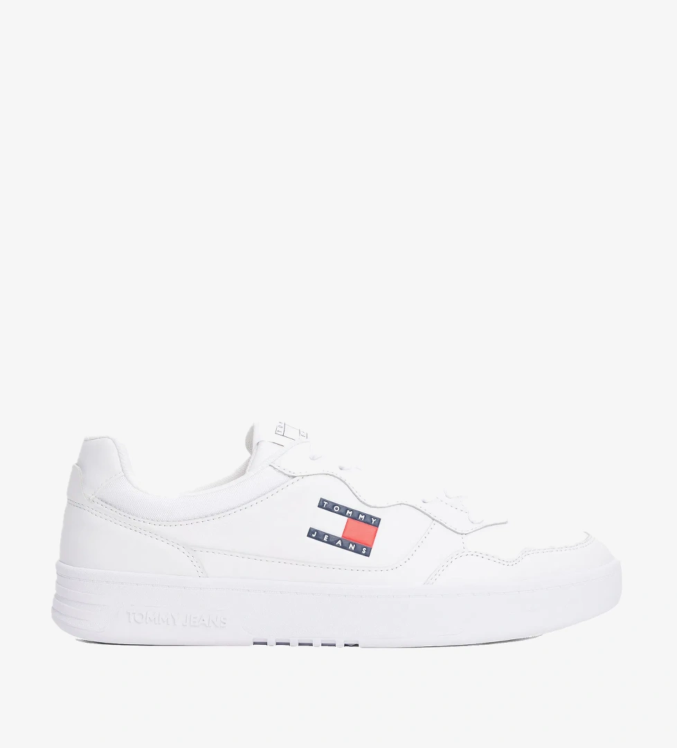 Tommy Hilfiger Jeans Cupsole Leather Erkek Beyaz Spor Ayakkabı - Görsel 1