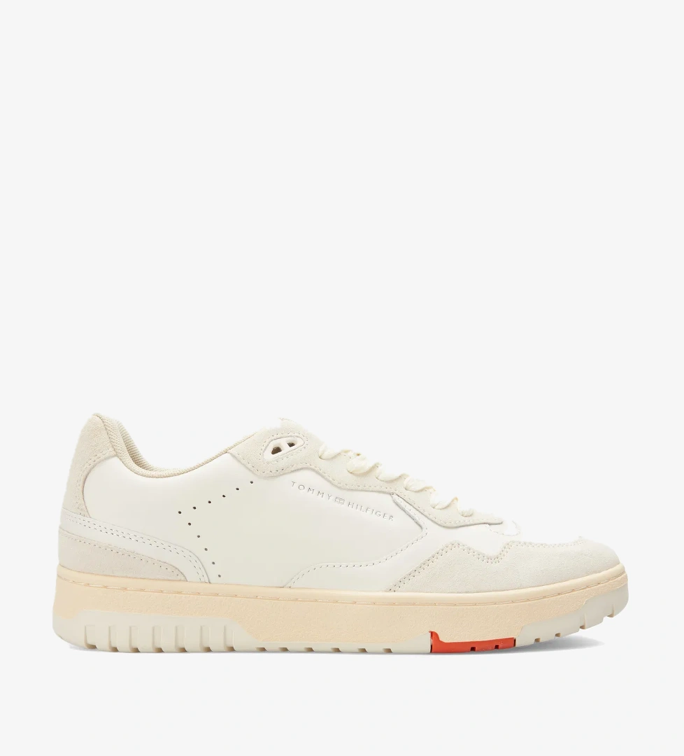 Tommy Jeans Leather Logo Basketball Erkek Beyaz Sneaker - Görsel 1